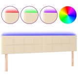 Cumpara ieftin Tablie de pat cu LED, crem, 180x5x78/88 cm, textil