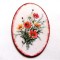 Flori rosii, albe si portocalii, magnet frigider pe lemn 41262