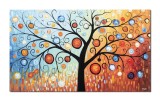 Cumpara ieftin Tablou pictat manual living, dormitor, Copacul vietii, bucurie, 100x60cm ulei pe panza, gata de expus pe perete