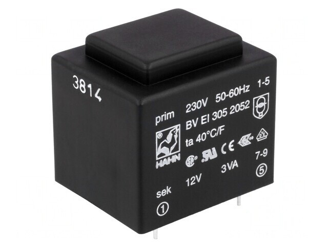 Transformator &Icirc;ncapsulat 3VA 230V 12V PCB
