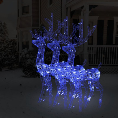 vidaXL Decorațiuni reni de Crăciun, 3 buc., albastru, 120 cm, acril foto