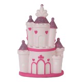 Cumpara ieftin Lampa veghe camera copii polirasina alb roz Castel 16x11x24 cm