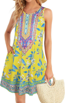 Femei Rochii de Vară Plajă Casual Tricou Plus Size Floral M&amp;acirc;necă Scurtă Loo foto