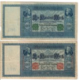 SV * Germania LOT 2 x 100 MARK 1910 - Serie Verde + Serie Rosie * F