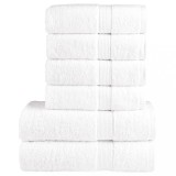 VidaXL Set de prosoape premium SOLUND, 6 piese, alb, 600 g/m&sup2;