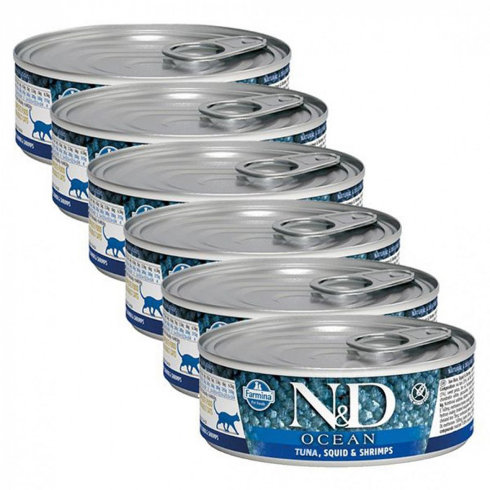 Farmina N&amp;amp;D cat tuna, squid &amp;amp; shrimp can 6 x 80 g