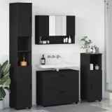 vidaXL Set de mobilier pentru baie cu ușă 4 pcs Negru 30 x 35 x 192 cm