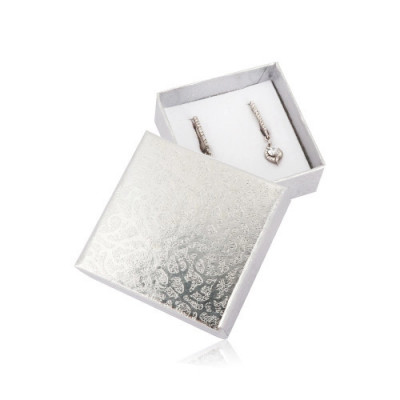 Cutie cadou pentru cercei sau inel - culoare argintie, ornamente foto