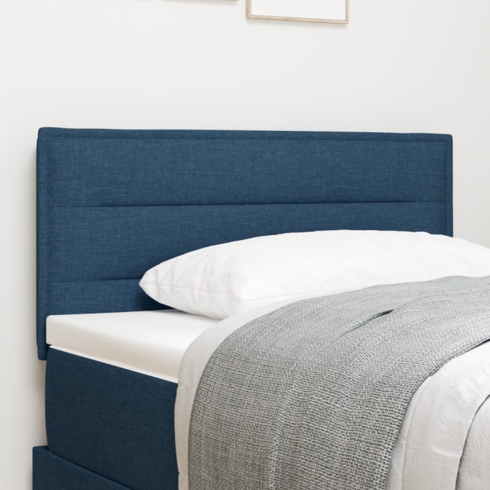 vidaXL Tăblie de pat design linii, albastru, 100 cm, textil