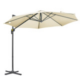 Outsunny Umbrelă Solară &Icirc;nclinabilă și Rotativă 360&deg;, &Oslash;293x248cm, Crem | Aosom Romania