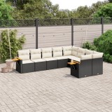 Cumpara ieftin Gossi set mobilier de gradina cu perne, 9 piese, negru, poliratan