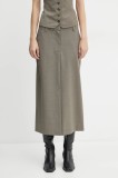 Samsoe Samsoe fusta din amestec de lana SATOVE culoarea gri, midi, drept, F24400133