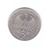 Moneda Germania 2 mark/marci 1970 J, Max Planck, cu luciu