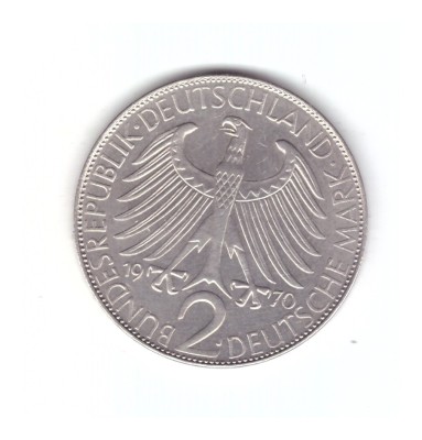 Moneda Germania 2 mark/marci 1970 J, Max Planck, cu luciu foto
