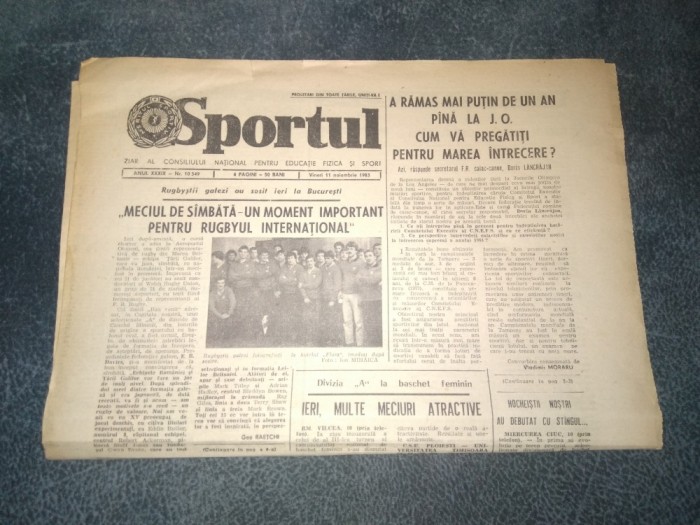 ZIARUL SPORTUL 11 NOIEMBRIE 1983