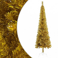 Brad de Crăciun artificial subțire, auriu, 180 cm