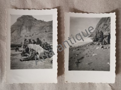 Lot 2 fotografii 1944 Militari Rom&amp;acirc;ni in Sudak Crimeea format 5x7cm foto