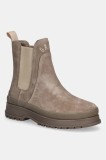 Gant botine din piele &icirc;ntoarsă Wintly culoarea bej, cu toc plat, izolare ușoară, 31553084