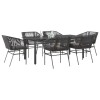 VidaXL Set de sufragerie de grădină 7 piese neagră sticlă polirattan 3334616