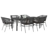 Gossi set de sufragerie de gradina 7 piese neagra sticla polirattan