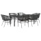 vidaXL Set de sufragerie de grădină 7 piese neagră sticlă polirattan 3334616