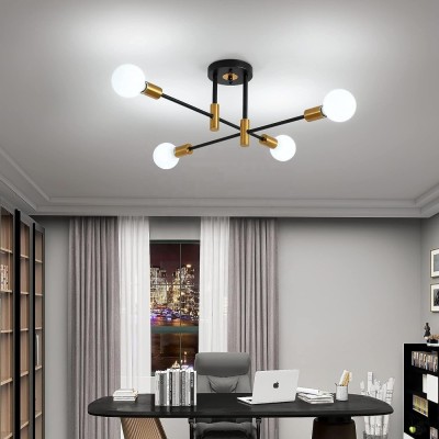 Lustra Modernist Gentile, 4x E27, Negru si Auriu, Design Modern ModernLight Concept foto