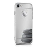 Husa iPhone 6/6S Argintie Oglinda, Silicon, Bumper + Folie Protectie, Rezistenta Soc/Zgarieturi