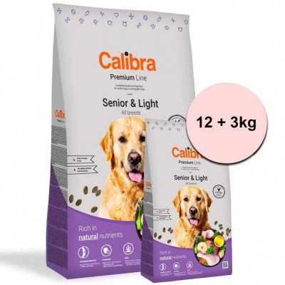 Calibra Dog Premium Line Senior &amp;amp;amp; Light 12 + 3 kg GRATUIT foto