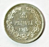 FINLANDA 25 PENNIA 1915 S OCUPATIE RUSIA ARGINT EXCELENTA, Europa