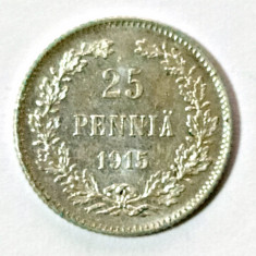 FINLANDA 25 PENNIA 1915 S OCUPATIE RUSIA ARGINT EXCELENTA