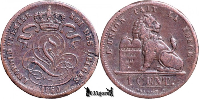 1850, 1 Centime - Leopold I - Regatul Belgiei