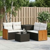 Cumpara ieftin Set de canapea 6 buc. Negru si Alb crem 55 x 55 x 37 cm