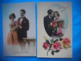 HOPCT 1641 CUPLU-ROMANTICA-FRANTA--LOT 2 CARTI POSTALE VECHI-CIRCULATE