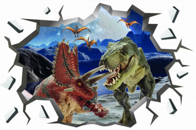 Sticker decorativ de perete 3D - Dinozauri foto