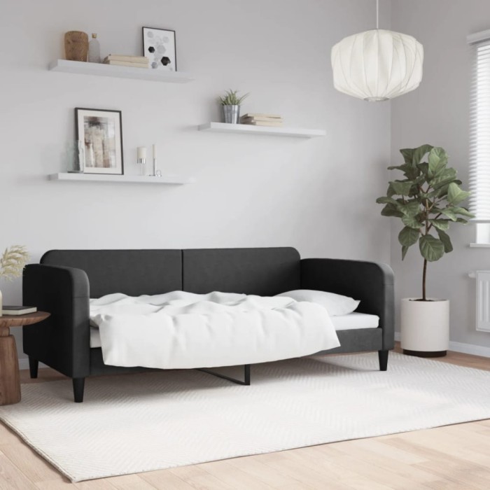 vidaXL Cadru de pat, negru, 90x190 cm, material textil 354045