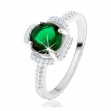 Inel din argint 925, floare verde, petale formate din zirconii transparente - Marime inel: 57
