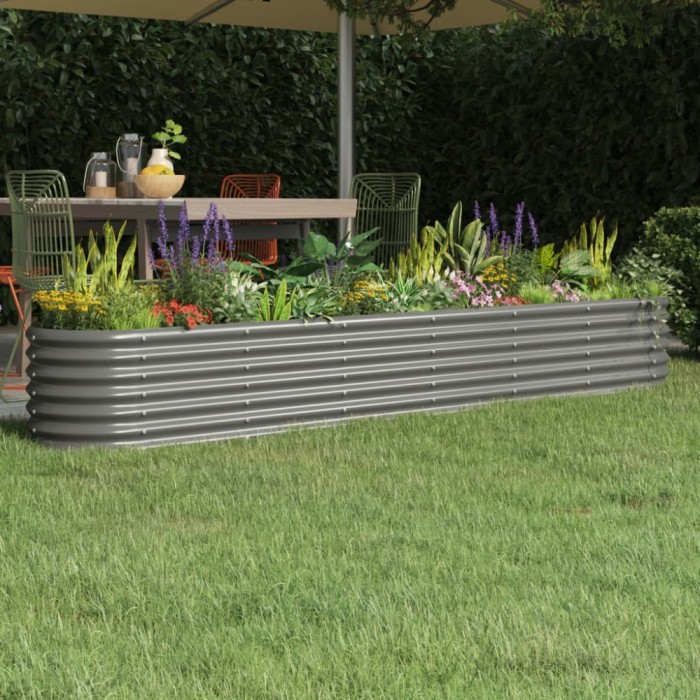 vidaXL Strat &icirc;nălțat grădină gri 260x40x36cm oțel vopsit electrostatic