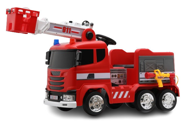 Masinuta de pompieri electrica pentru copii, Kinderauto B911, 140W, 12V-10Ah, bluetooth, rosie