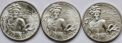 Set 3 monede 25 cents / quarter dollar 2024 USA, Celia Cruz, Lit.PDS, km#788 foto
