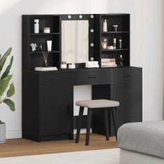 vidaXL Set de Dressing cu sertar 3 pcs Stejar negru 50 x 41 x 135 cm