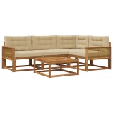 vidaXL Set de canapele de exterior cu pernă 5 pcs Natural și Bej 3382551