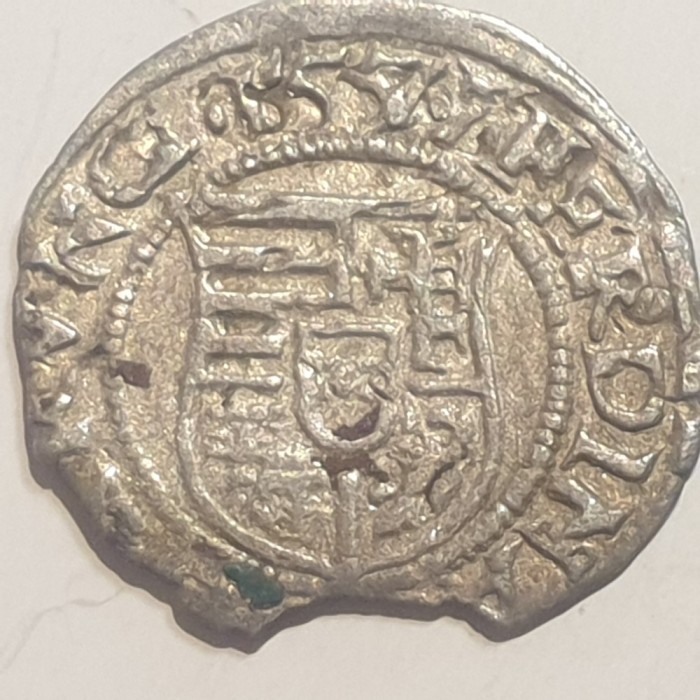 Ungaria 1 denar 1557 KB argint Ferdinand l