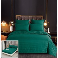 Lenjerie Damasc Lituania Dc010, Damasc, 6 Piese, Cu Elastic, Verde