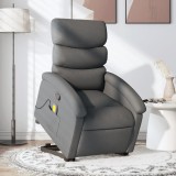 vidaXL Fotoliu de masaj rabatabil cu ridicare, gri &icirc;nchis, textil