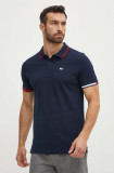 Tommy Jeans polo de bumbac culoarea albastru marin, neted, DM0DM12963