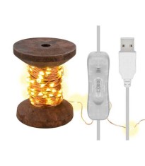 Fir 10m 100 micro LED alb cald 2700K 2W 3lm 5V cu cablu USB 3m si