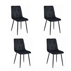 Set 4 scaune bucatarie/living, Artool, Libra, catifea, metal, negru, 44x40x88.5 cm