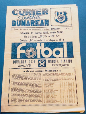 Program meci fotbal DUNAREA CSU GALATI - UNIREA DINAMO FOCSANI(16.03.1985) foto