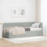 vidaXL Cadru de pat colțar cu saltea Gri deschis 80 x 200 cm Catifea