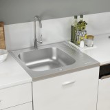 Gossi chiuveta bucatarie cu scurgator, argintiu 600x600x155 mm otel